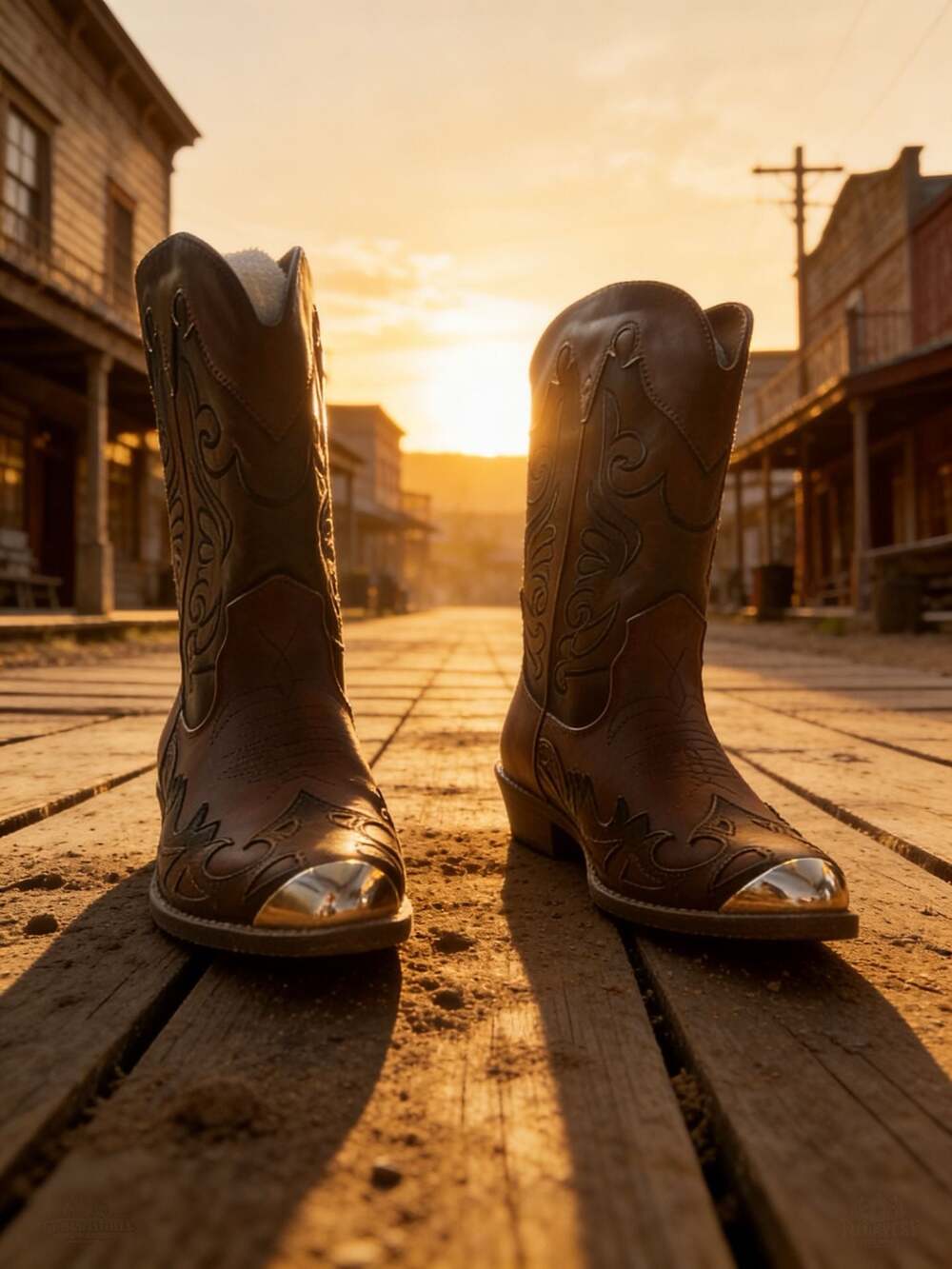 NEW Women's Brown Western Cowboy Boots with Metal Toe Cap Size 7
